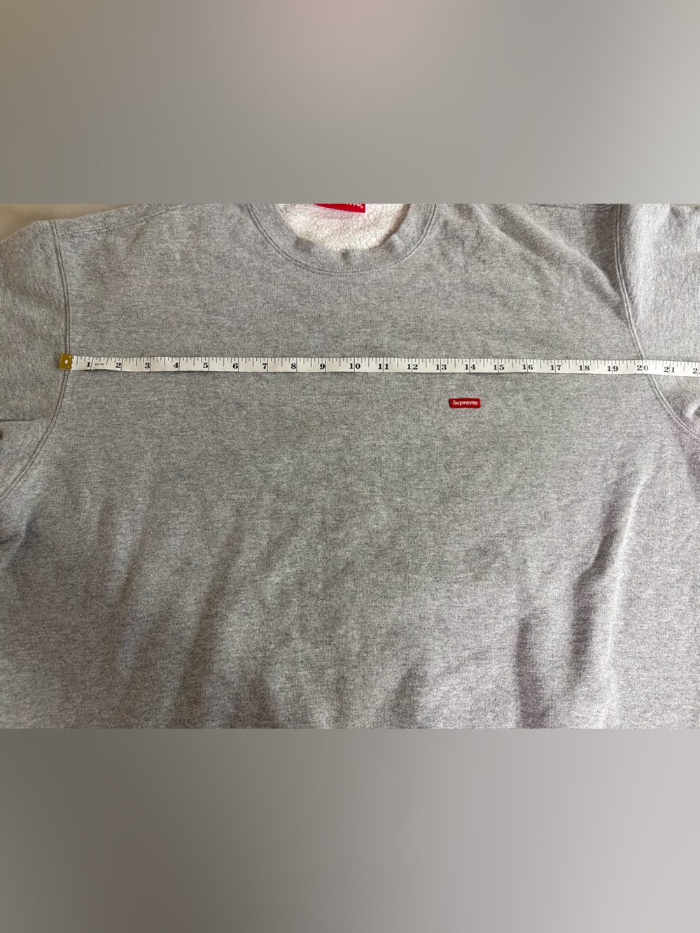 Supreme Gray Crewneck Sweatshirt with Red Box Logo - Picture 2 of 8